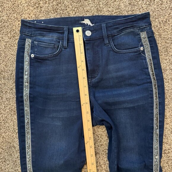 Tommy Bahama High Rise Ankle Dark Seacoast Stud Sides Jeans size 8x28 - Picture 3 of 10